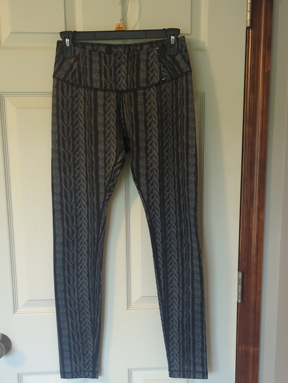 Calia By Carrie Underwood Textured Cable-Print High-Waist Black Leggings